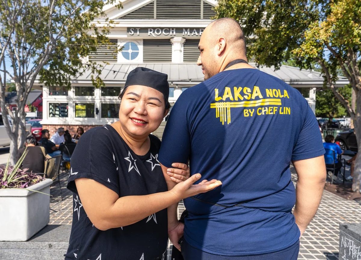 Laksa noodle bowl from one of twelve vendors at St. Roch Market