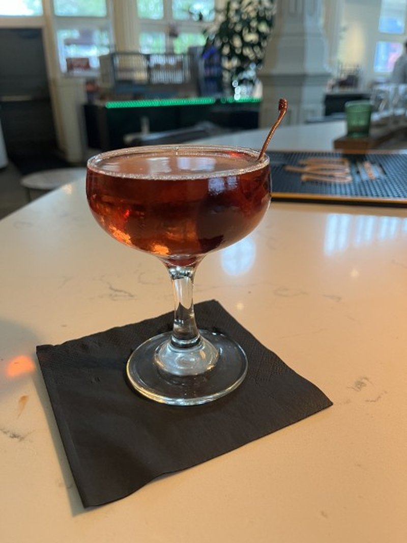 The Verrett cocktail at Roch's Reprieve, a bourbon and Chambord twist on the Manhattan